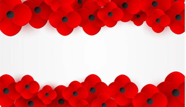 Herinnering, Anzac Day web kop. Papavers bloemen. Memorial banner, kaart. — Stockvector