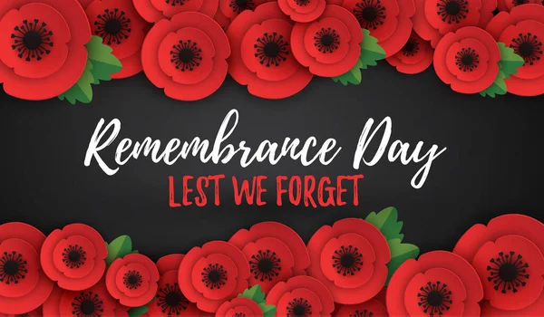 Lembrança, cabeçalho da web Anzac Day. Flores de papoilas. Banner memorial, cartão . Gráficos Vetores