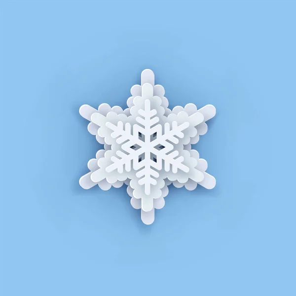 Vektorové vrstvené papír snížit umění Vločka ikona. Sněhová vločka Počasí zdobený symbol. Plochý styl Vánoce, Noel pozdrav Origami řemeslo sněhová vločka — Stockový vektor