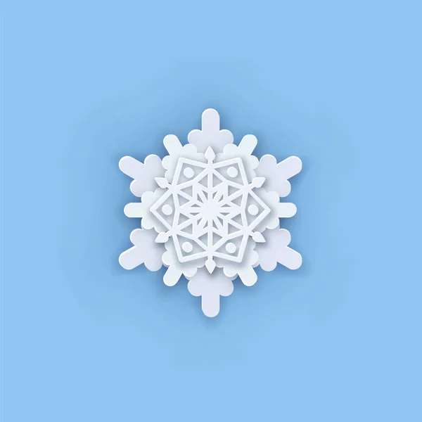 Vector capas de papel corte arte copo de nieve icono. Copo de nieve El tiempo adornado símbolo. Estilo plano Navidad, Noel saludando Origami copo de nieve artesanal — Archivo Imágenes Vectoriales