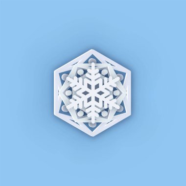 Vektör katmanlı kağıt kesimi sanat Kar Tanesi simgesi. Kar Tanesi Hava Süsleme Sembolü. Düz stil Noel, Noel selamlaması Origami zanaat kar tanesi