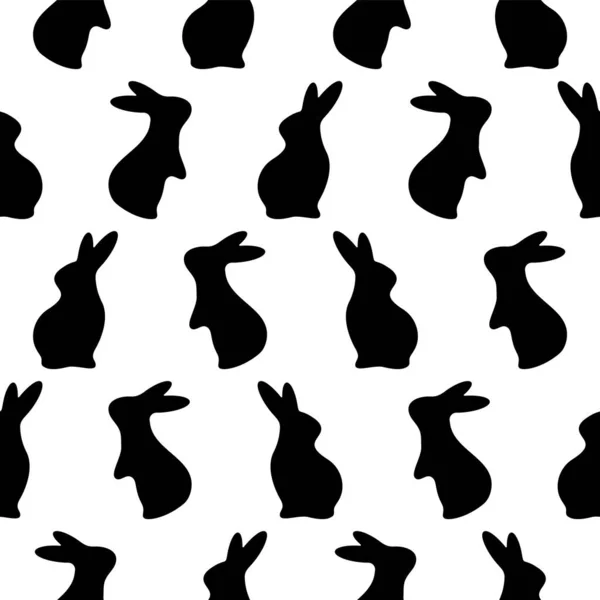 Schema dei conigli di Pasqua vettoriale. Bunny, Hare Silhouette in posizioni diverse. Layout di auguri per la festa del bambino, confine. Tessile, stampa t-shirt — Vettoriale Stock