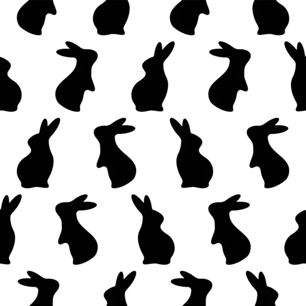 Vector patrón de conejos de Pascua. Bunny, Hare Silhouette en diferentes posiciones. Diseño de saludo de fiesta de bebé, frontera. Textil, camiseta print Vectores De Stock Sin Royalties Gratis