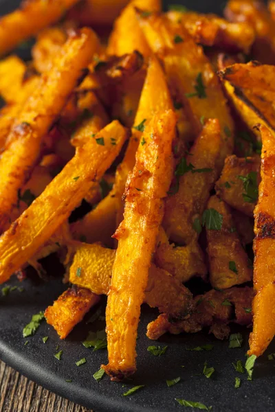 Abóbora orgânica caseira batatas fritas — Fotografia de Stock