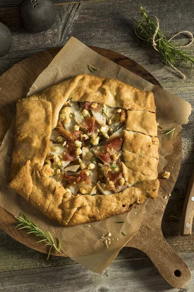 Savory Prosciutto Cheese and Pear Galette — Stock Photo, Image