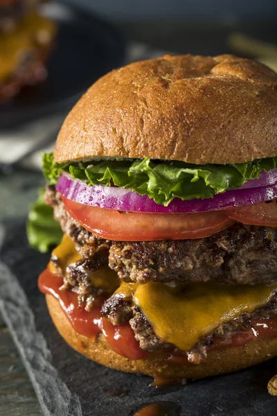 Homemade Cheese Smash Burger — Stock Photo, Image