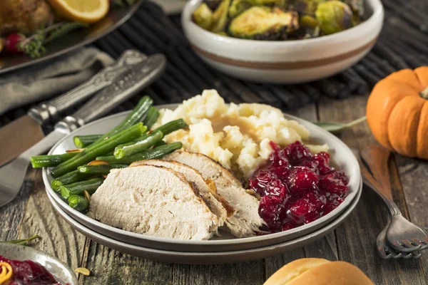 Cena casera del pavo de Acción de Gracias — Foto de Stock