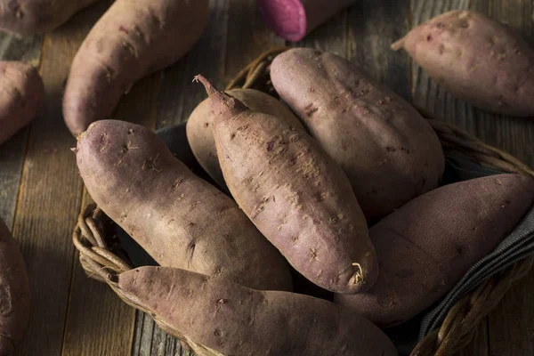 Raw Organic Purple Sweet Potatoes — Stock Photo, Image