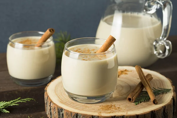 Házi készítésű karácsonyi Eggnog fahéjas — Stock Fotó