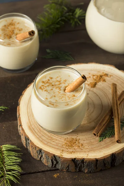 Homemade Christmas Eggnog with Cinnamon — Stock Photo, Image
