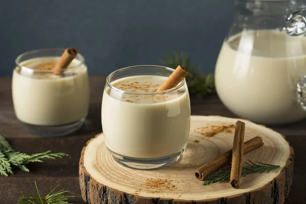 Homemade Christmas Eggnog with Cinnamon — Stock Photo, Image