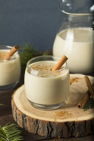 Homemade Christmas Eggnog with Cinnamon — Stock Photo, Image