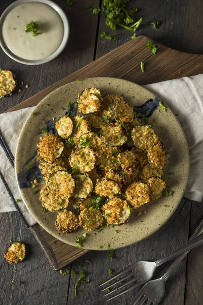 Homemade Breaded Baked Zucchini Chips — Stock Photo, Image