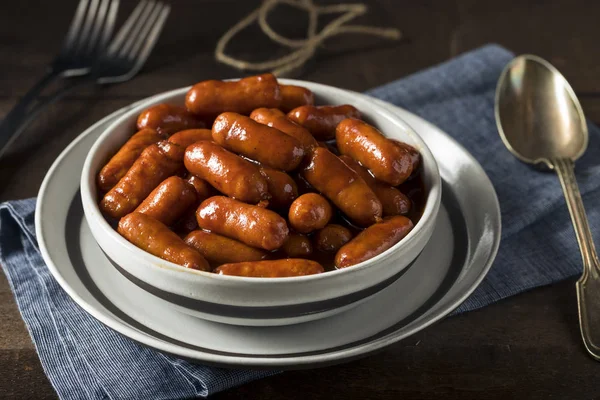 Homemade Barbecue Little Smoky Cocktail Wieners — Stock Photo, Image