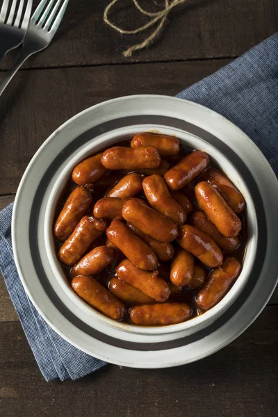 Homemade Barbecue Little Smoky Cocktail Wieners — Stock Photo, Image