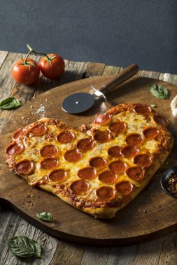 Homemade Heart Shaped Pepperoni Pizza