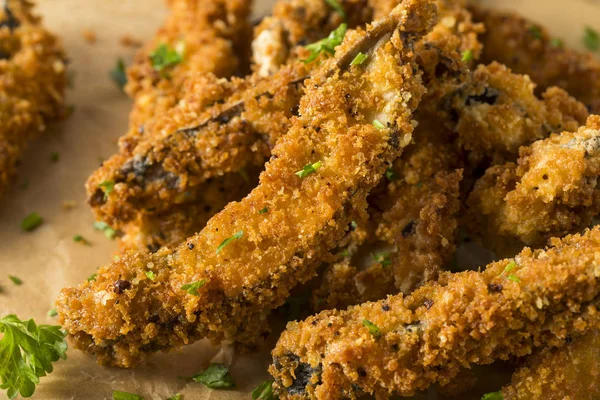 Homemade Breaded Fried Portabella Mushroom Fries — Stock Photo, Image