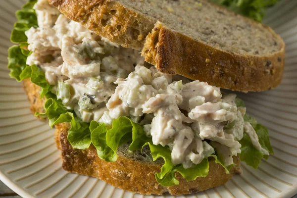 Sanduíche de salada de frango saudável caseiro — Fotografia de Stock
