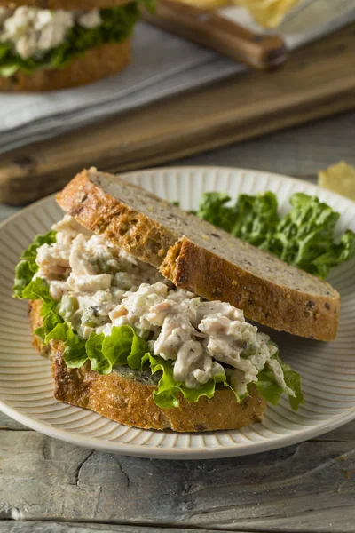 Sanduíche de salada de frango saudável caseiro — Fotografia de Stock