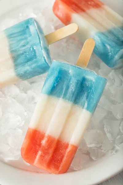 Vermelho Patriótico Branco Azul Popsicles — Fotografia de Stock