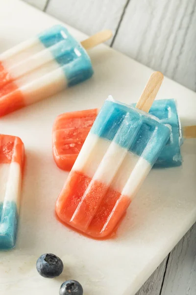 Vermelho Patriótico Branco Azul Popsicles — Fotografia de Stock