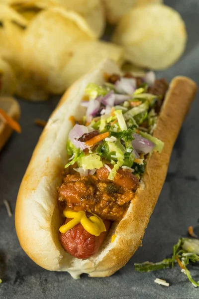 Zelfgemaakte Slaw hotdog — Stockfoto