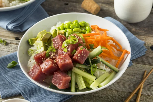 Tigela de atum Ahi orgânico cru Poke — Fotografia de Stock