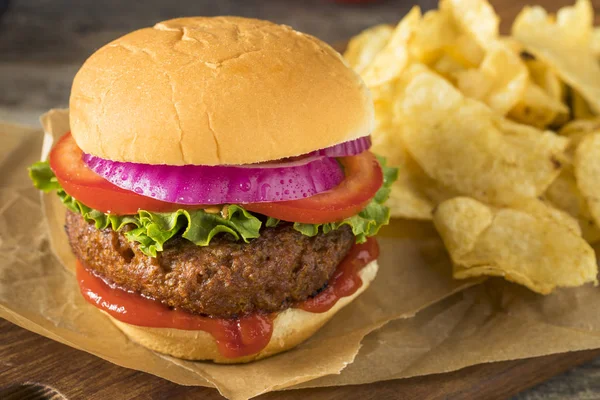 Gezond veganistisch vegetarisch vlees gratis Hamburger — Stockfoto