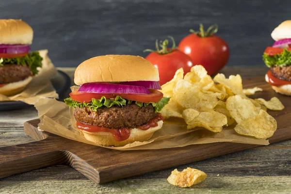 Egészséges vegán vegetáriánus húst ingyenes Burger — Stock Fotó