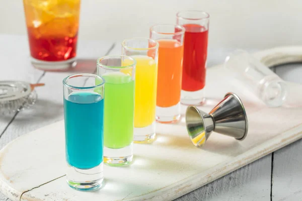 Colorful Alcoholic Rainbow Shots — Stock Photo, Image