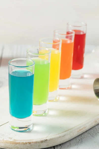 Colorful Alcoholic Rainbow Shots — Stock Photo, Image