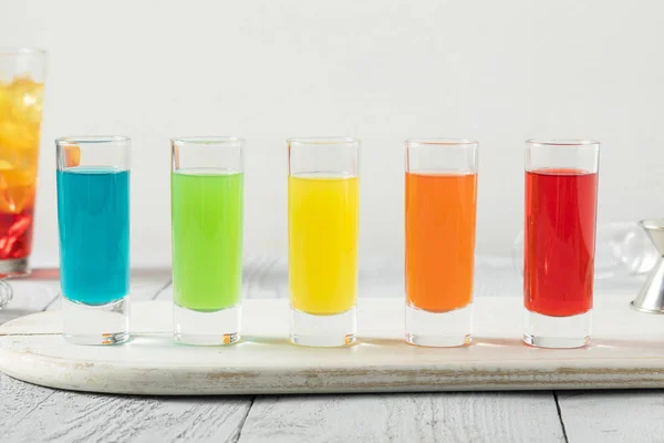 Colorful Alcoholic Rainbow Shots — Stock Photo, Image