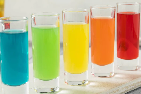 Colorful Alcoholic Rainbow Shots — Stock Photo, Image