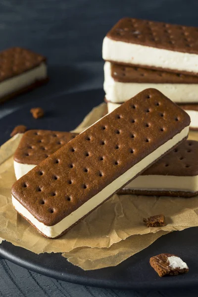 Słodkie czekoladowe i waniliowe lody Sandwich — Zdjęcie stockowe