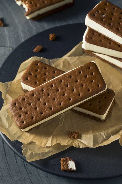 甜甜的巧克力和香草冰淇淋三明治 — 图库照片