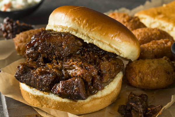 Slow Smoked Brisket Burnt Ends Sandwich