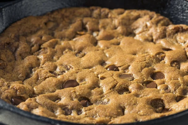Hot Homemade Chocolate Chip Skillet Cookie — Stock Photo, Image