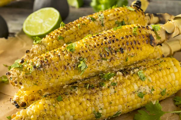 Barbecued Homemade Elote Mexican Street Corn — Stock Photo, Image