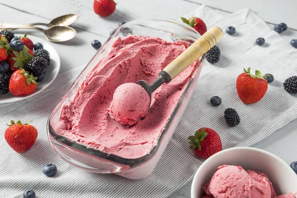 ไอศกรีมเบอร์รี่โฮมเมดหวาน — ภาพถ่ายสต็อก