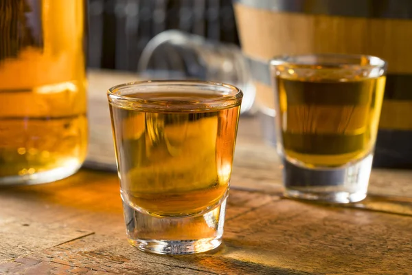 Alcoholic Brown Rum in a Shot Glass — Stock Photo, Image