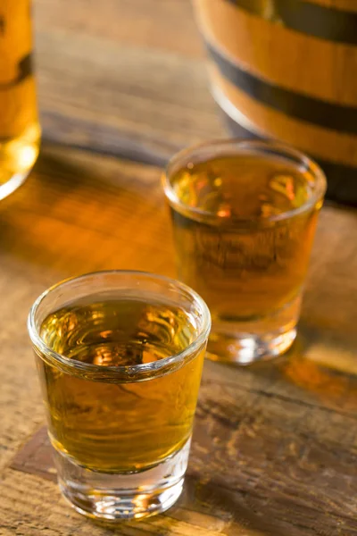 Alcoholic Brown Rum in a Shot Glass — Stock Photo, Image
