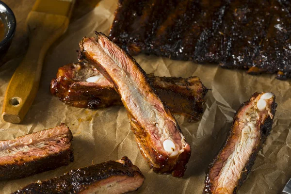 Homemade Smoked Barbecue St. Louis Style Pork Ribs — Stock Photo, Image