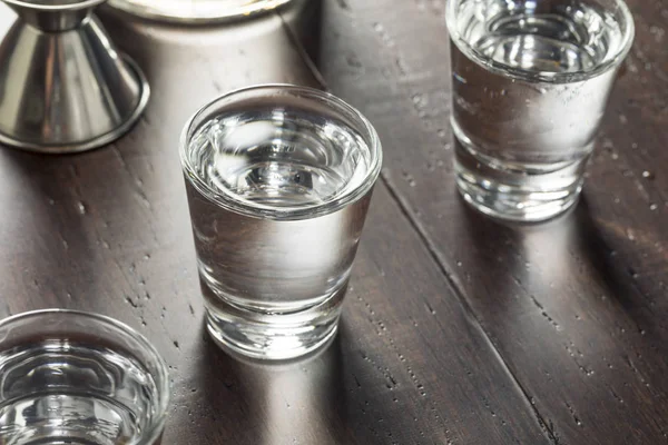 Clear Alcoholic Russian Vodka Shots — Stock Photo, Image