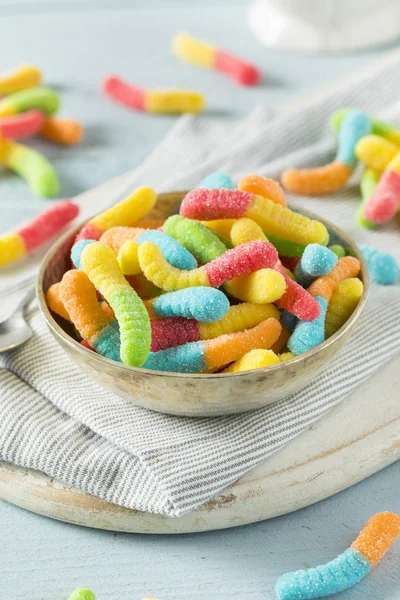 Sweet Sour Neon Gummy Worms — Stock Photo, Image