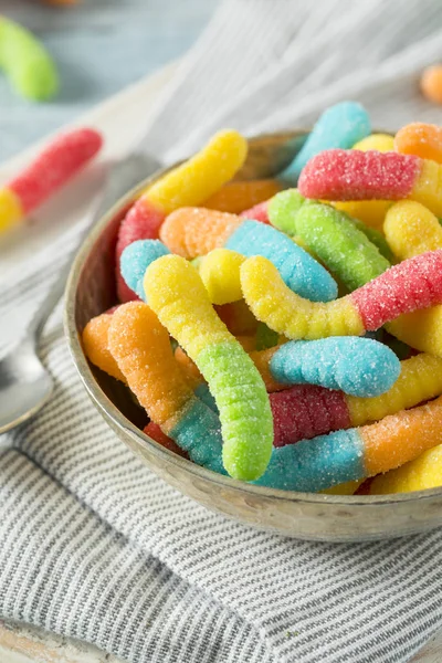 Sweet Sour Neon Gummy Worms — Stock Photo, Image