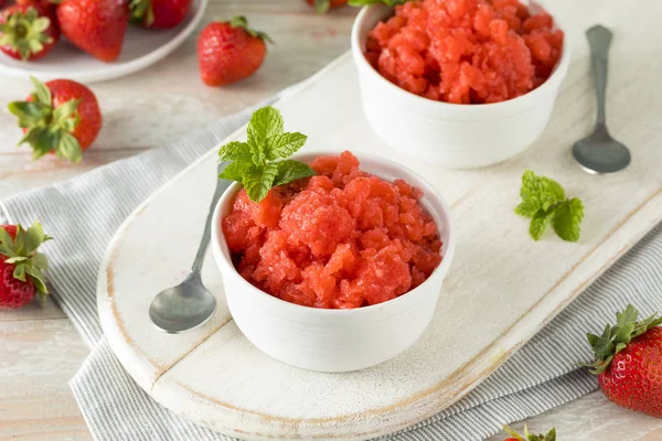 Homemade Italian Strawberry Granita Ice Cream — Stock Photo, Image