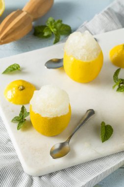 Ev yapımı sarı limon İtalyan dondurması