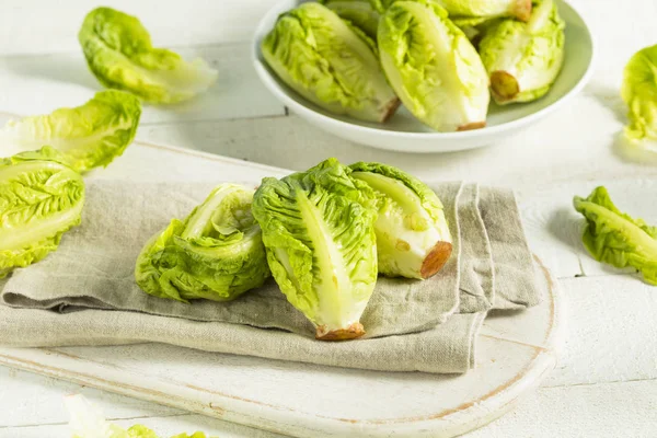 Cuori di lattuga verde biologico crudo — Foto Stock