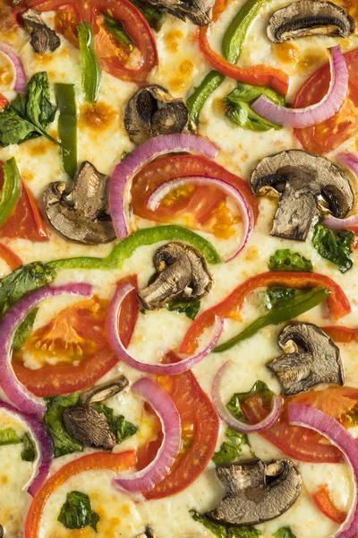 Homemade Veggie Pizza with Mushrooms Peppers — Stock Photo, Image