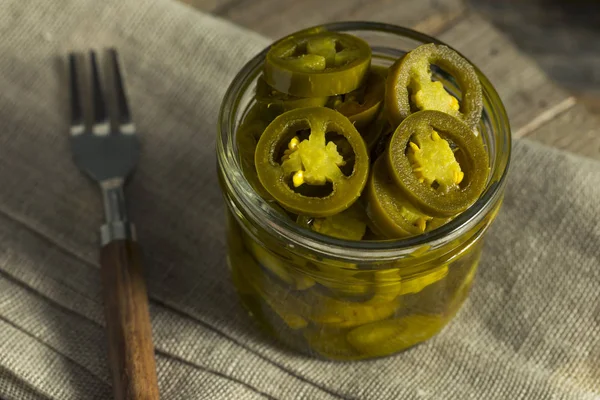 Green Organic Pickled Jalapenos — Stock Photo, Image